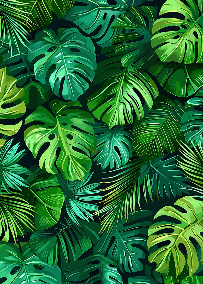 Tropical Green Leaves Pattern