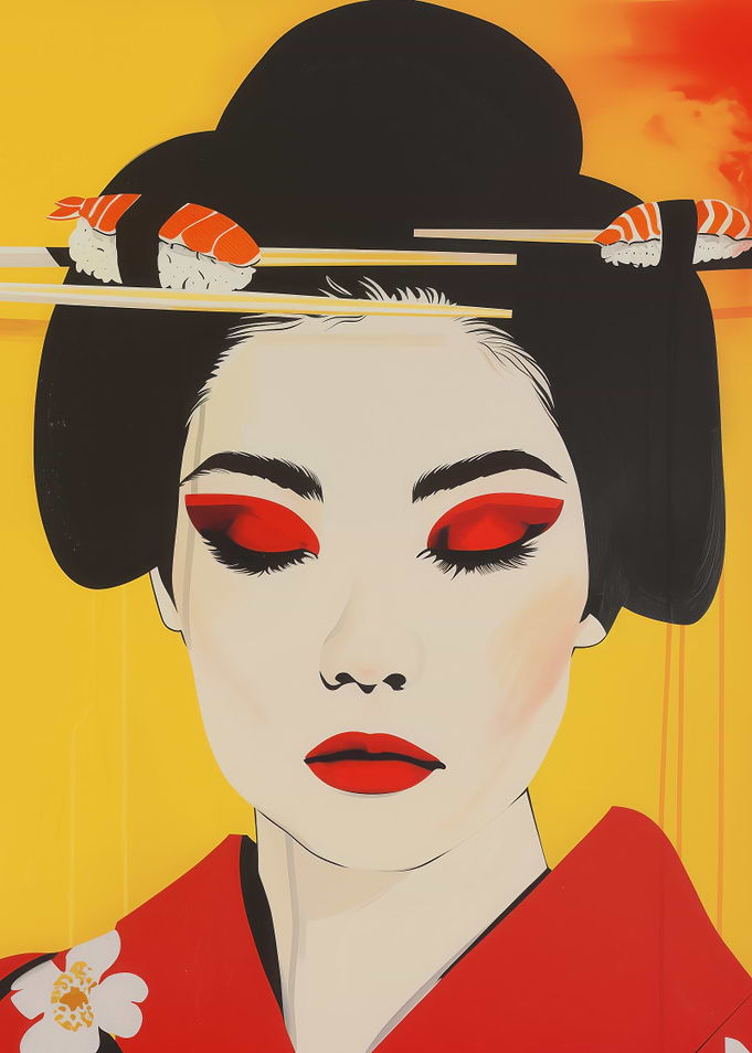 Sushi Love Geisha Portrait Pop Art