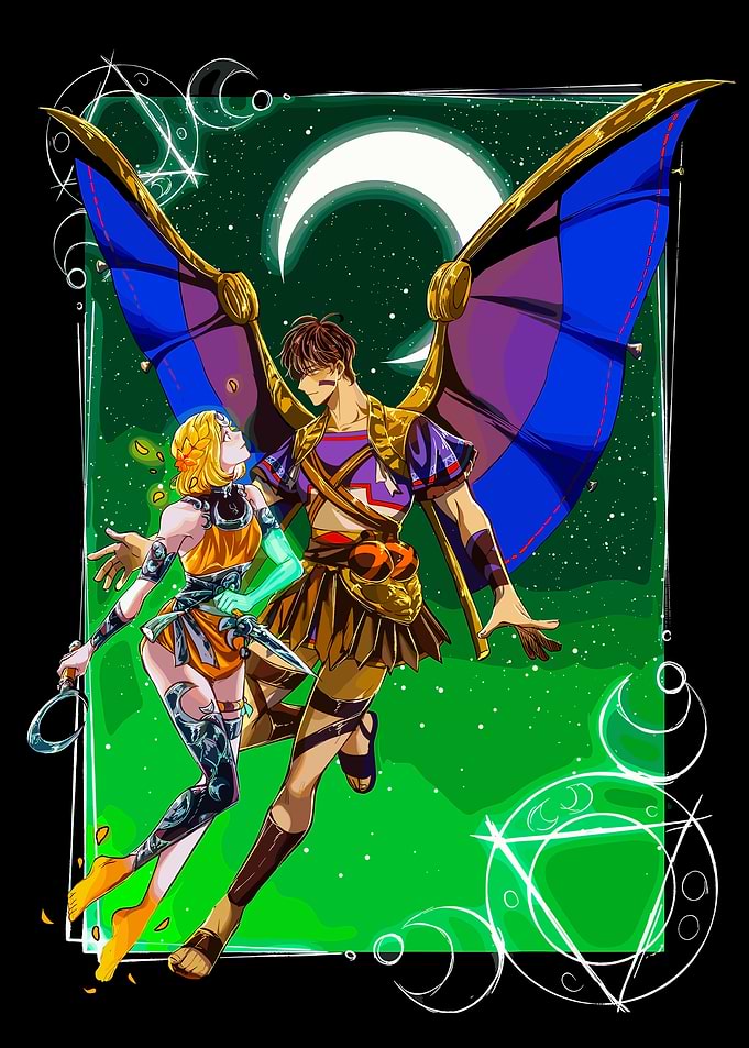 Winged Couple in Fantasy Setting