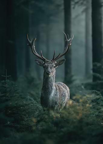 Majestic Deer in Misty Forest