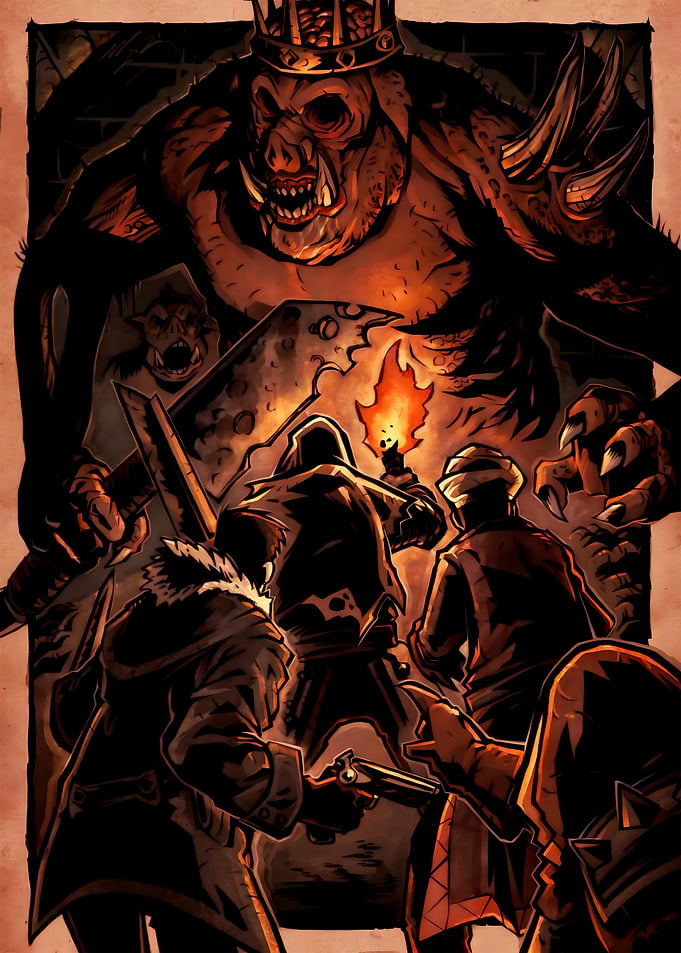 Fantasy Battle Against a Crowned Monster