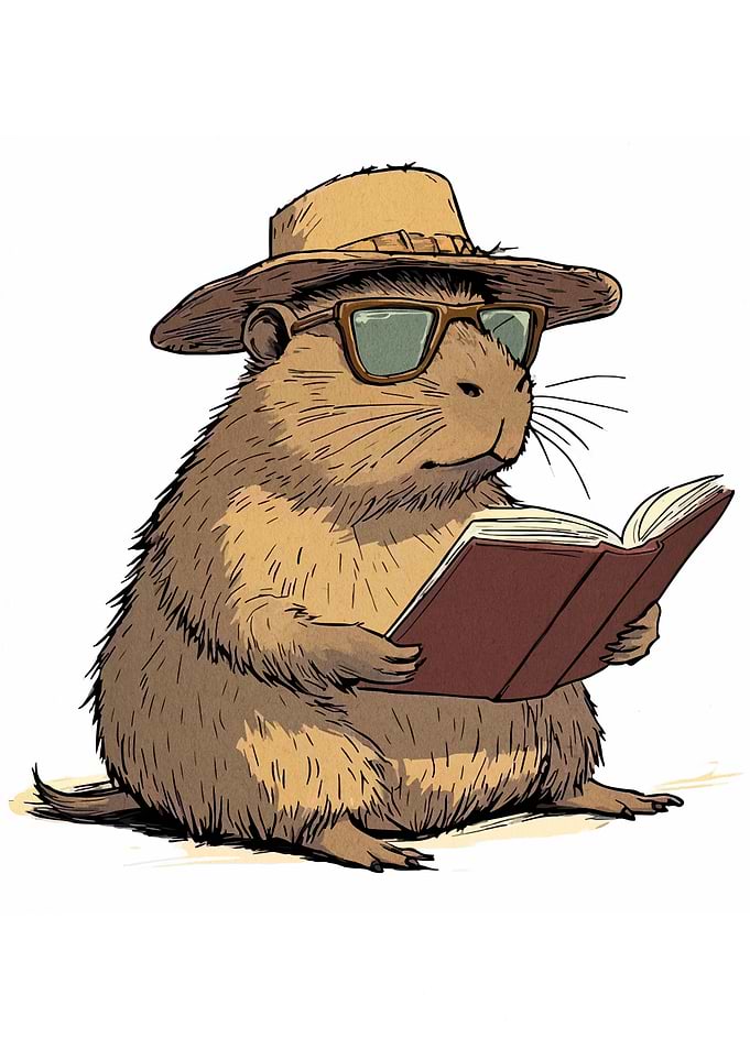 Cartoon Prairie Dog Reading a Book