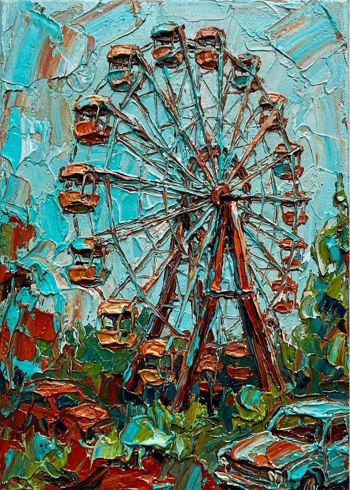 Ferris Wheel Oil Painting