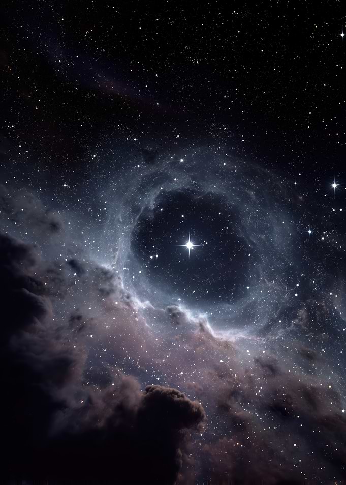 Cosmic Nebula with Starry Background