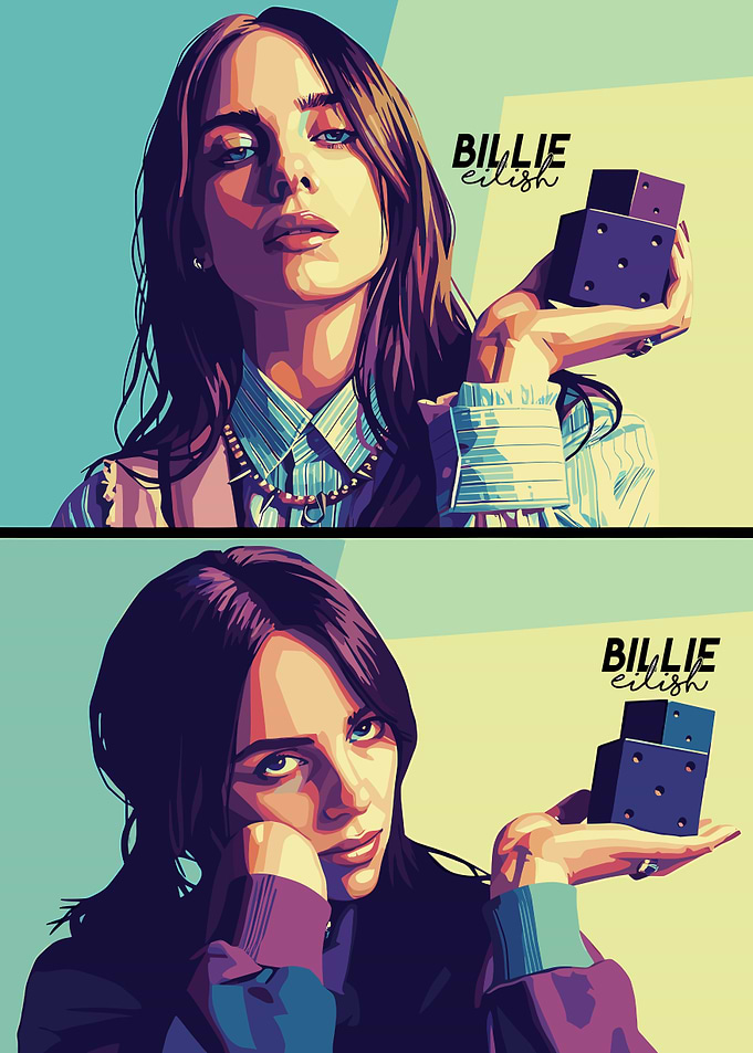 Billie Eilish Portrait with Dice