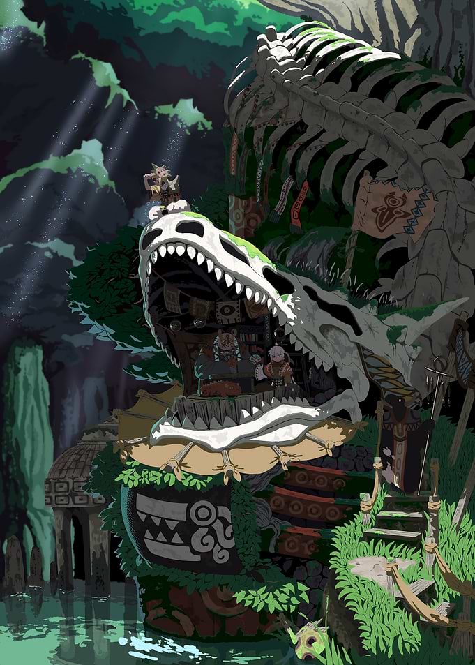 Dragon Skull House in Fantasy Landscape