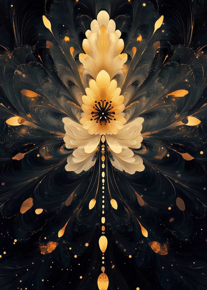 Golden Floral Abstract
