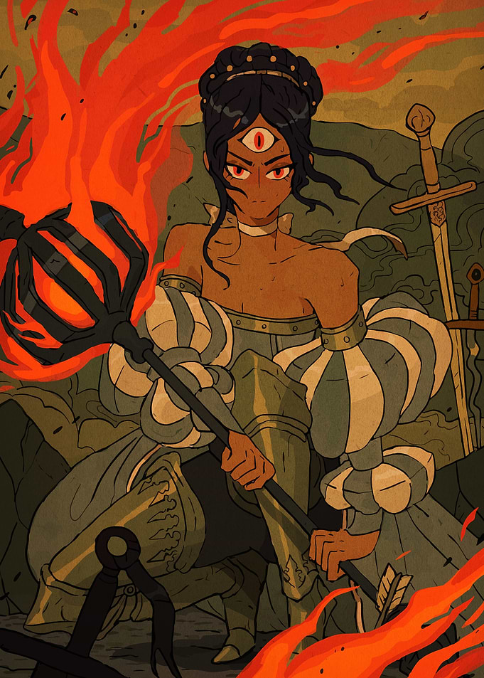 Third Eye Warrior with Flaming Staff