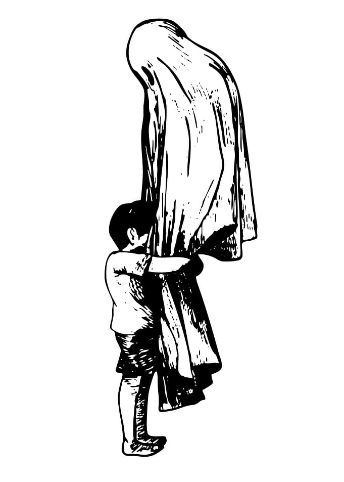 Boy and Ghost Black and White