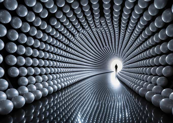 Spherical Tunnel with Figure at End