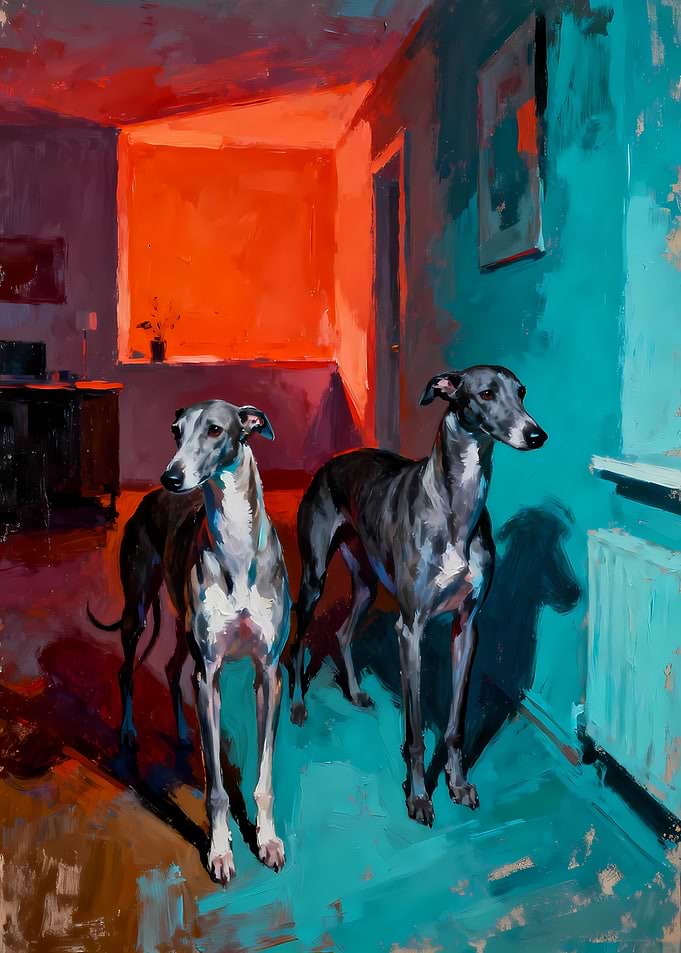 Two Greyhounds in an Interior Painting