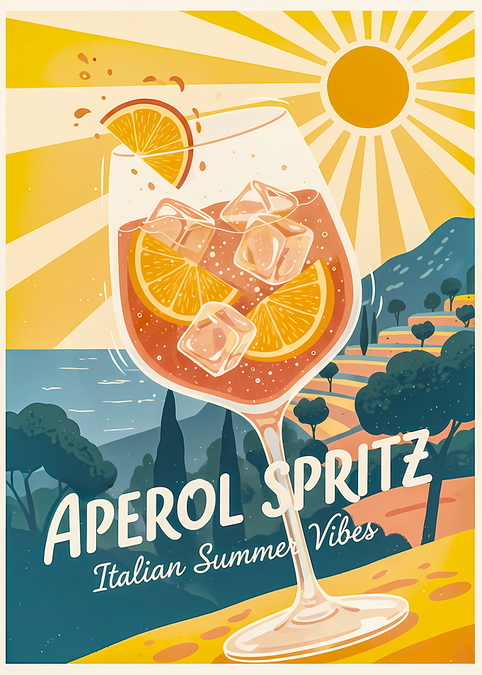 Aperol Spritz Italian Summer Vibes Poster