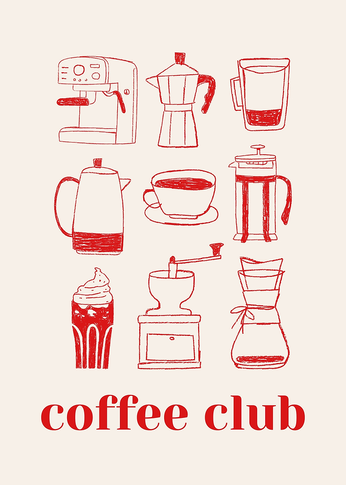 Coffee Club Red Doodle