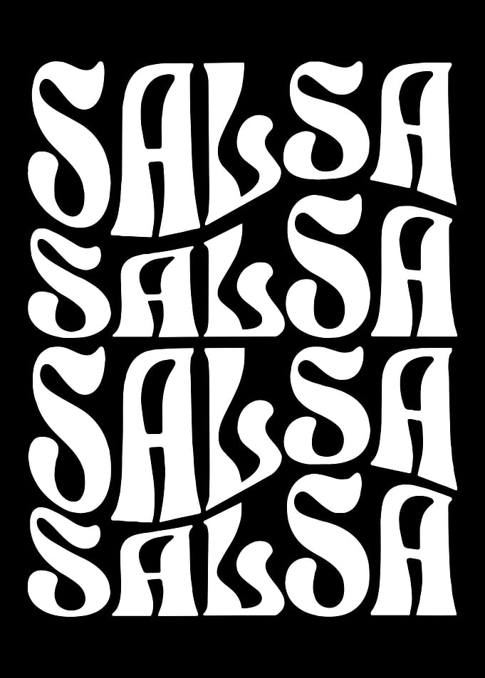 Salsa Text Pattern Black and White