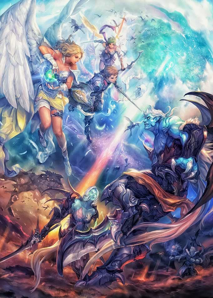 Fantasy Battle Scene with Warriors