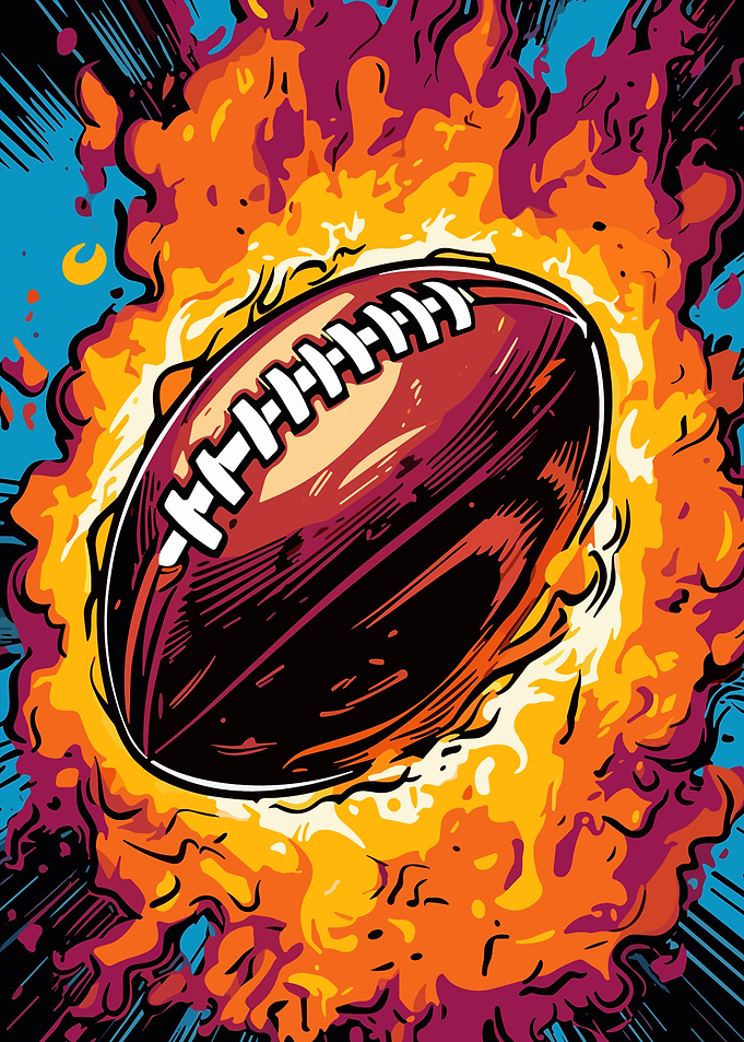 Flaming Football Pop Art Illustration