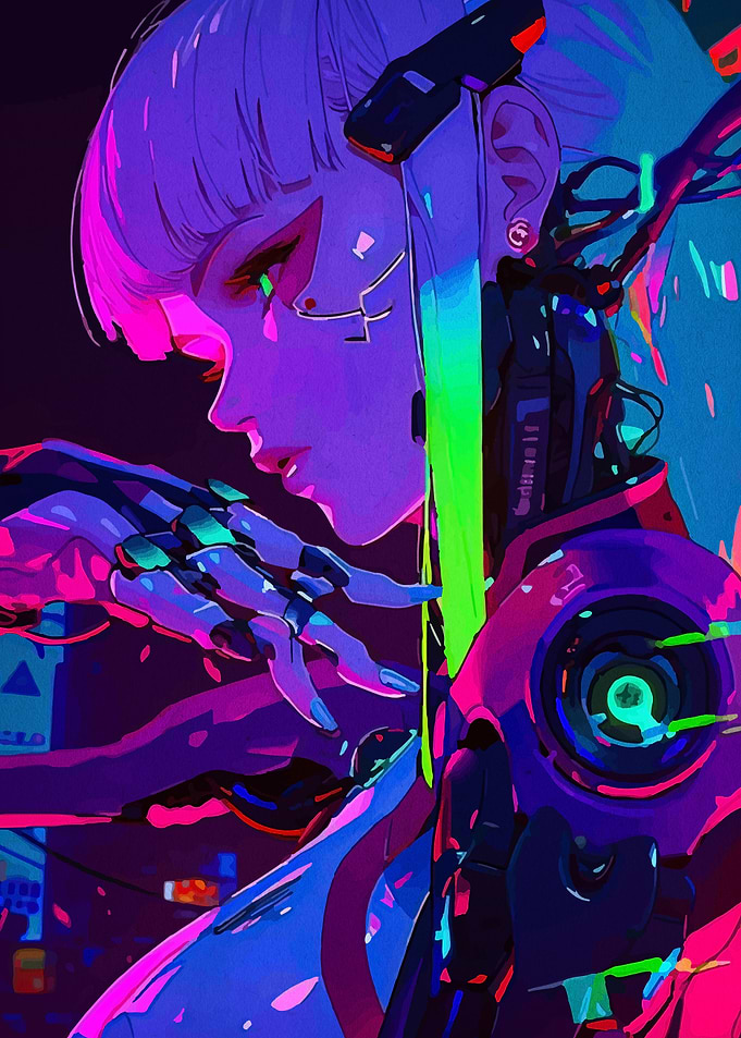 Cyberpunk Girl with Robotic Enhancements