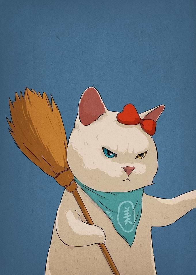 Grumpy Cat with Broom