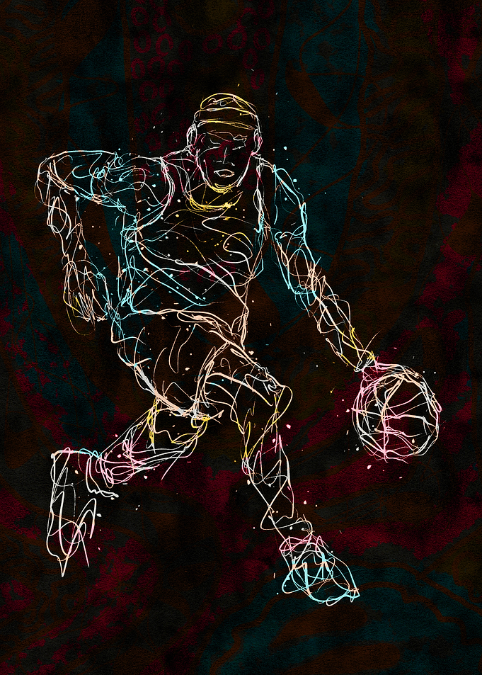 Basketball Player Abstract Neon Art