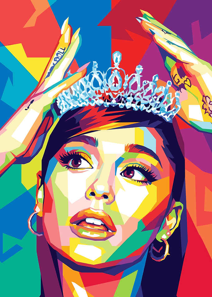 Pop Art Ariana Grande with Crown