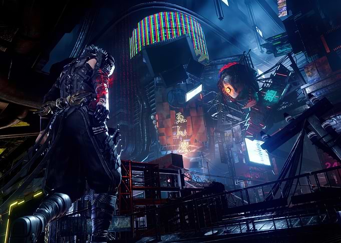 Cyberpunk Ninja in Futuristic Cityscape