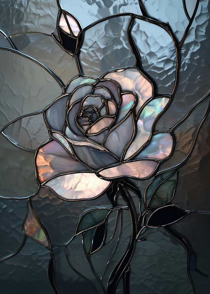 Stained Glass White Rose