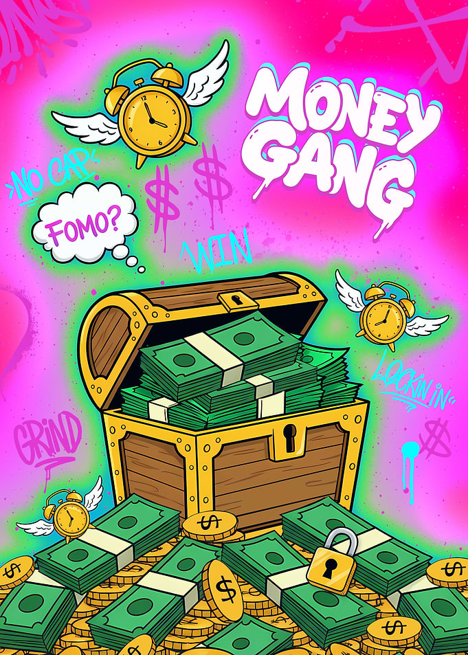 Money Gang Treasure Chest Wealth Hustle Culture