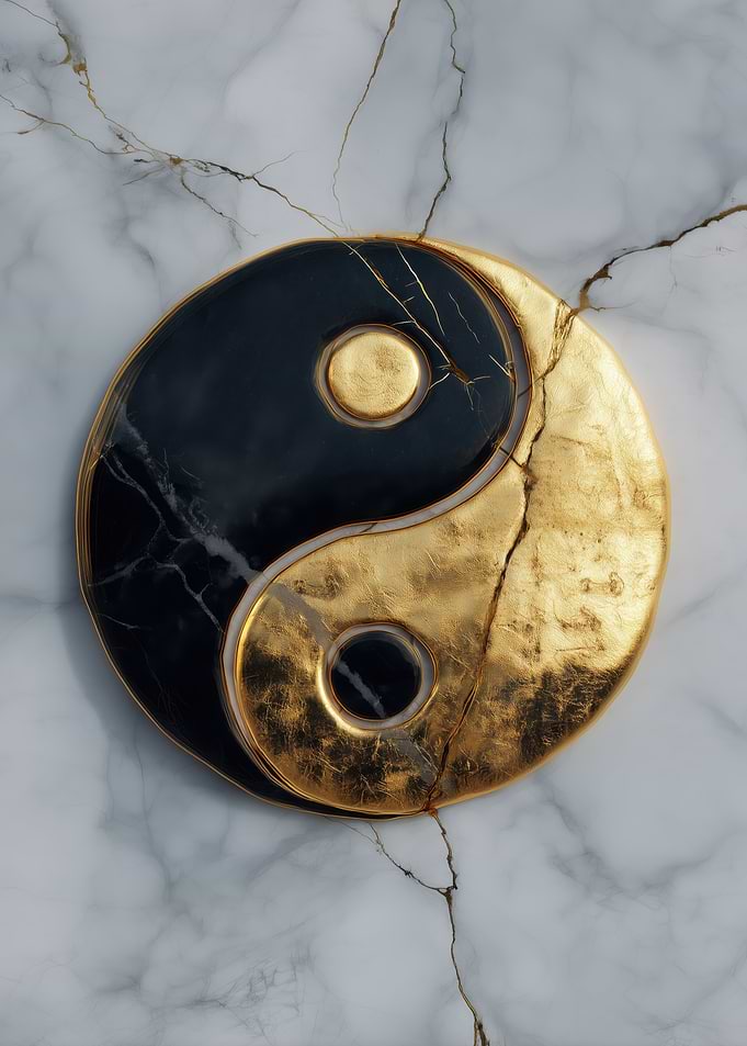 Yin Yang Symbol with Gold