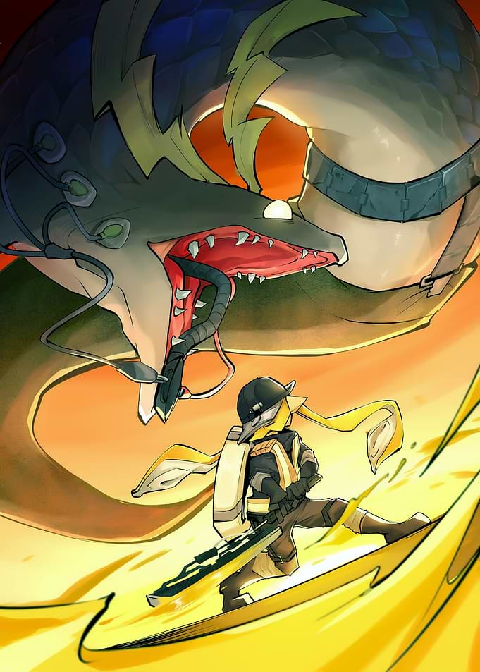 Bird Warrior vs. Mechanical Dragon