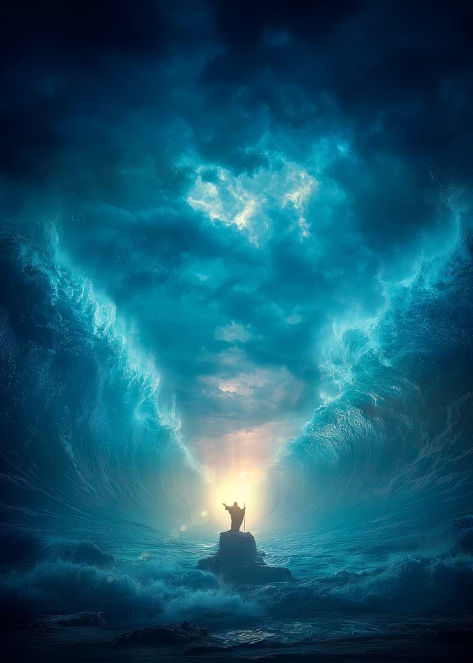 Moses parting the Red Sea