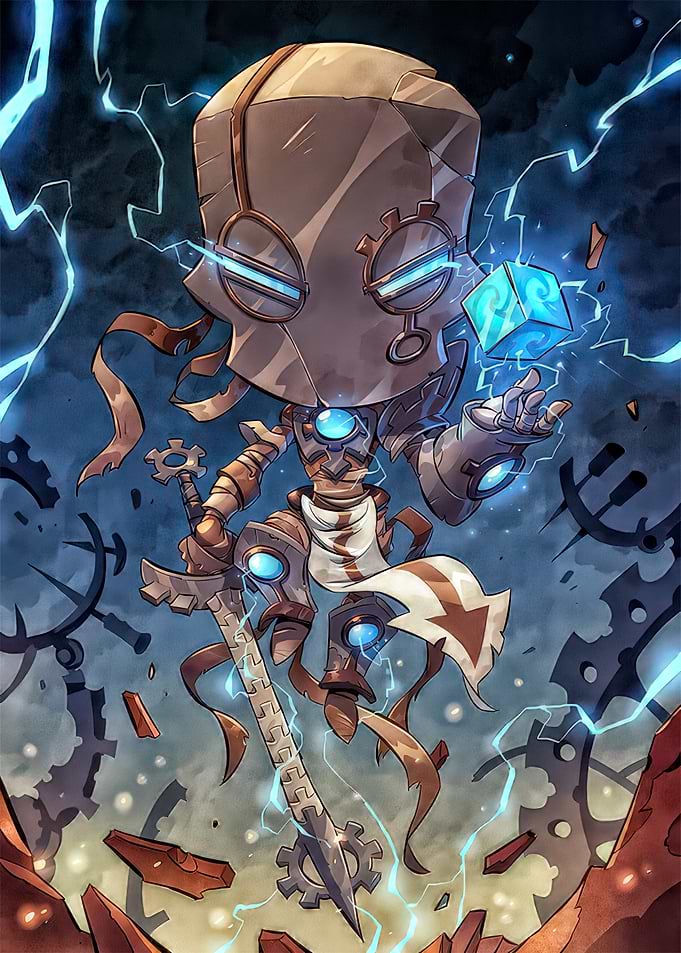Steampunk Robot Warrior with Magic Cube