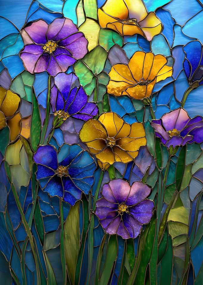 Stained Glass Floral Art
