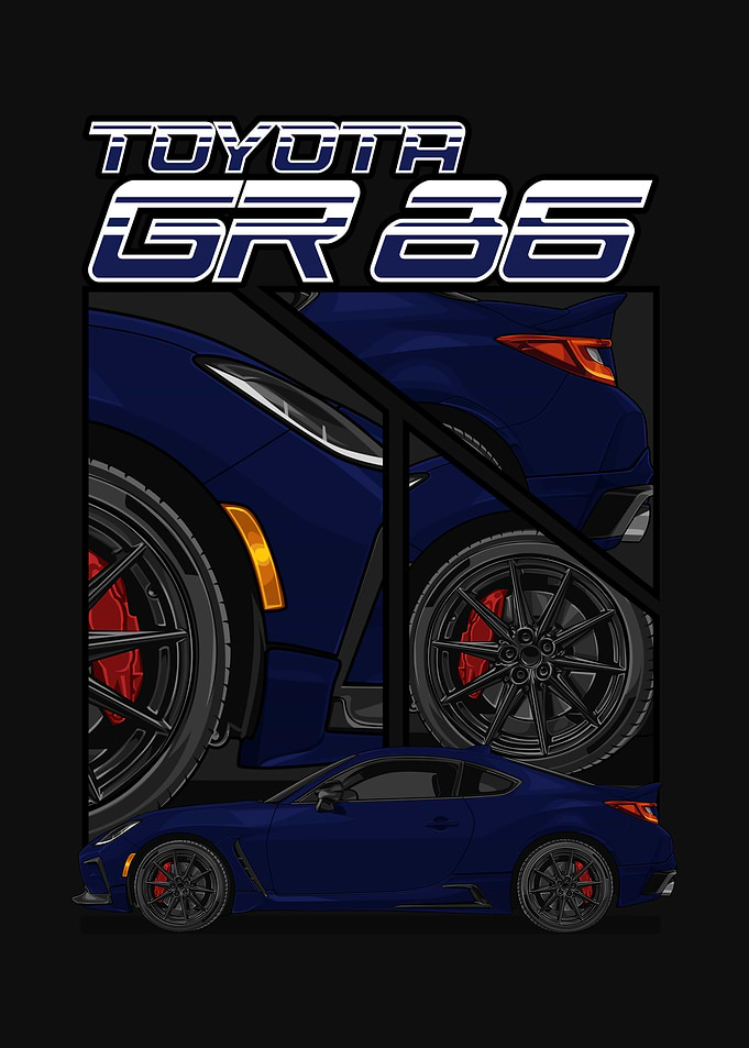 Toyota GR86 Navy Car Illustration