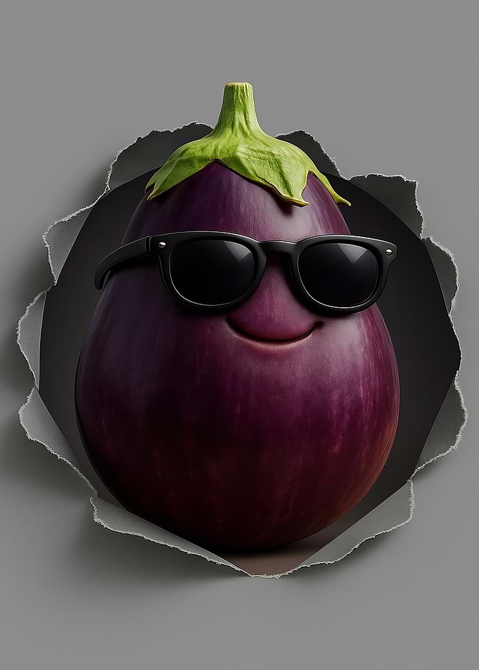 Cool Eggplant with Sunglasses