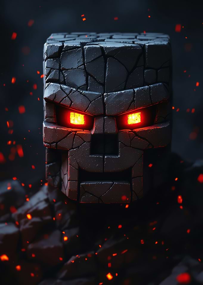 Stone Golem with Glowing Eyes