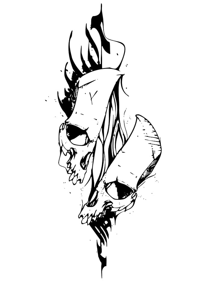 Skull Masks Black and White Art
