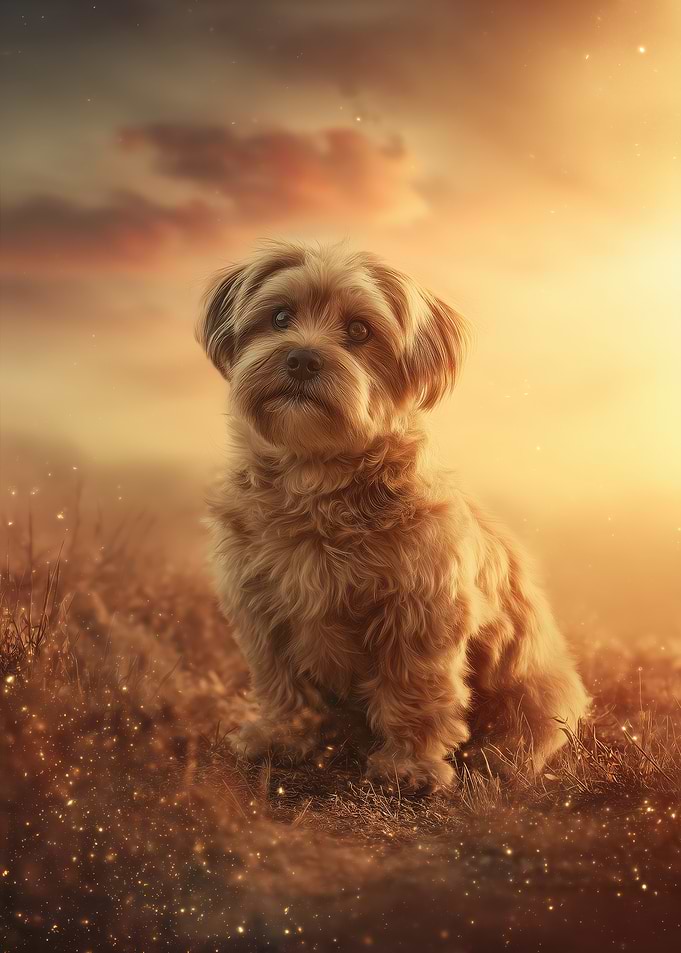 Cute Dog Portrait at Sunset
