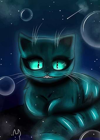 Mystical Cat in Starry Night