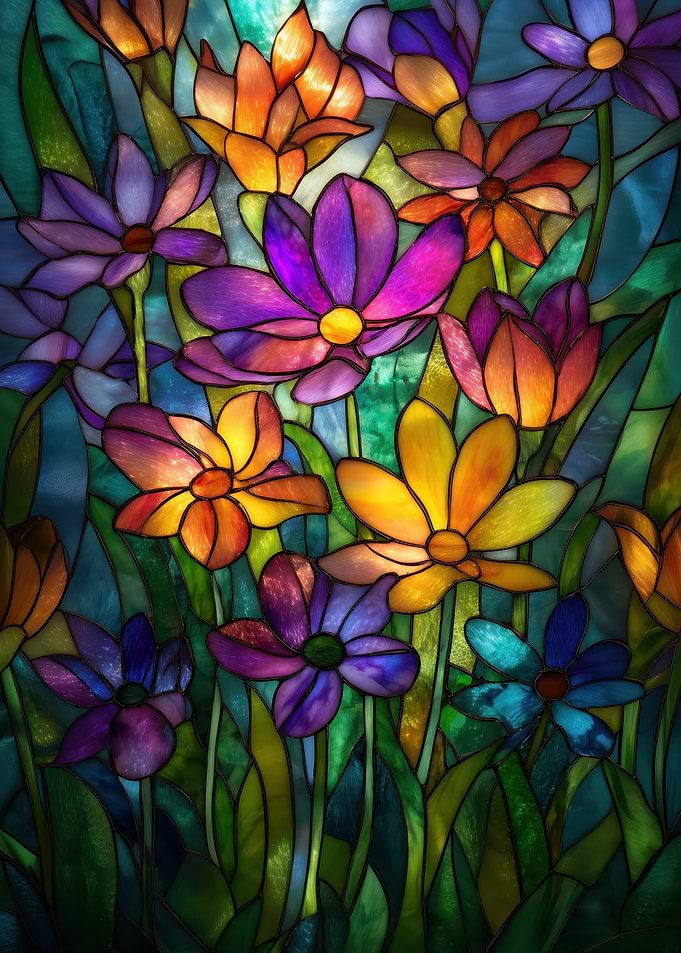 Stained Glass Floral Arrangement