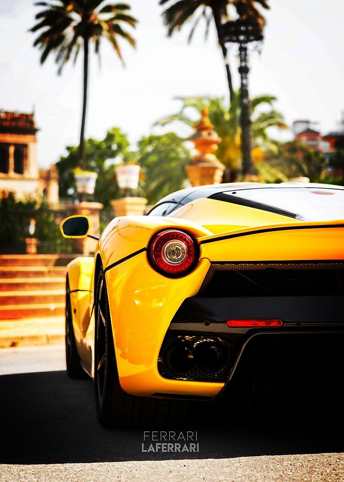 Yellow Ferrari LaFerrari Poster