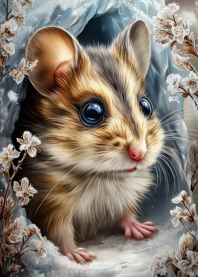Cute Mouse in winter