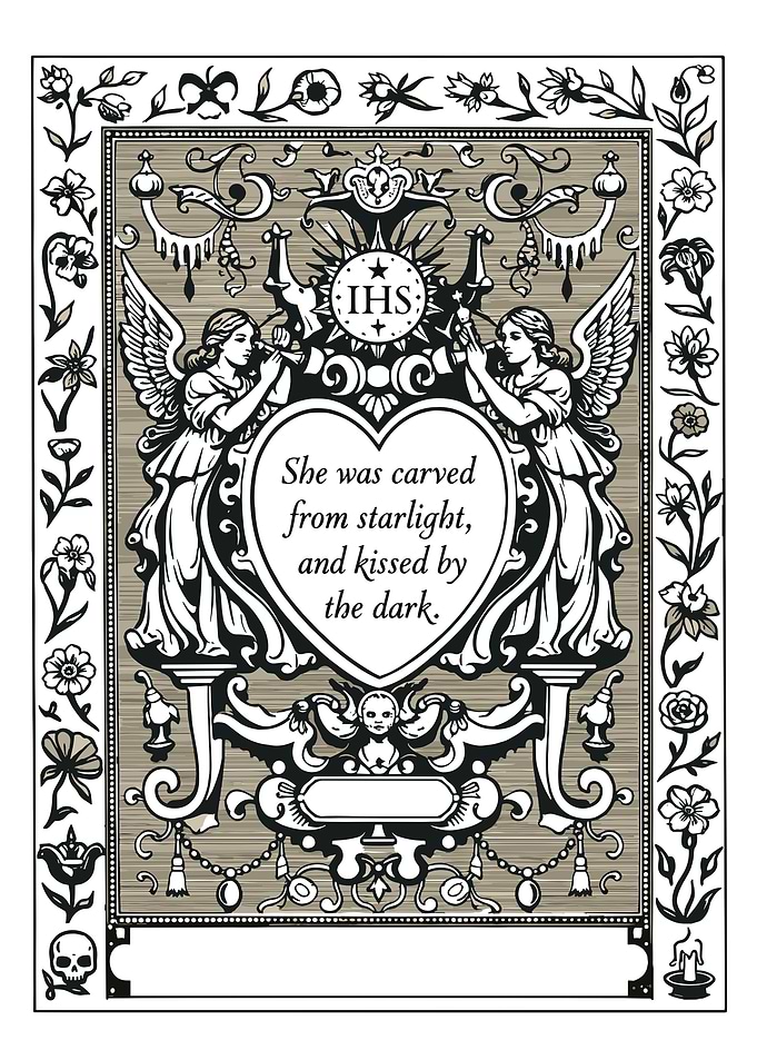 Angels and Starlight Carved Heart
