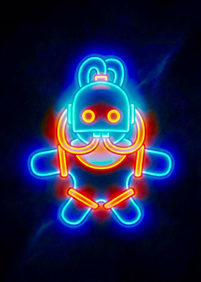 Neon Robot Character
