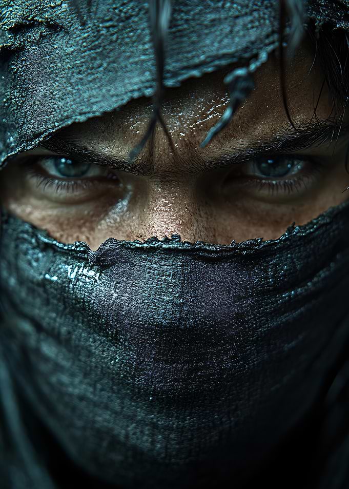 Intense Gaze Behind a Dark Veil