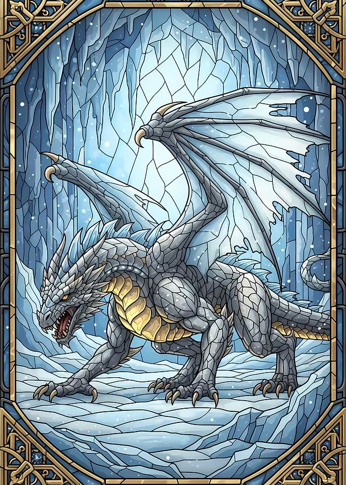 Ice Dragon in Frozen Cave