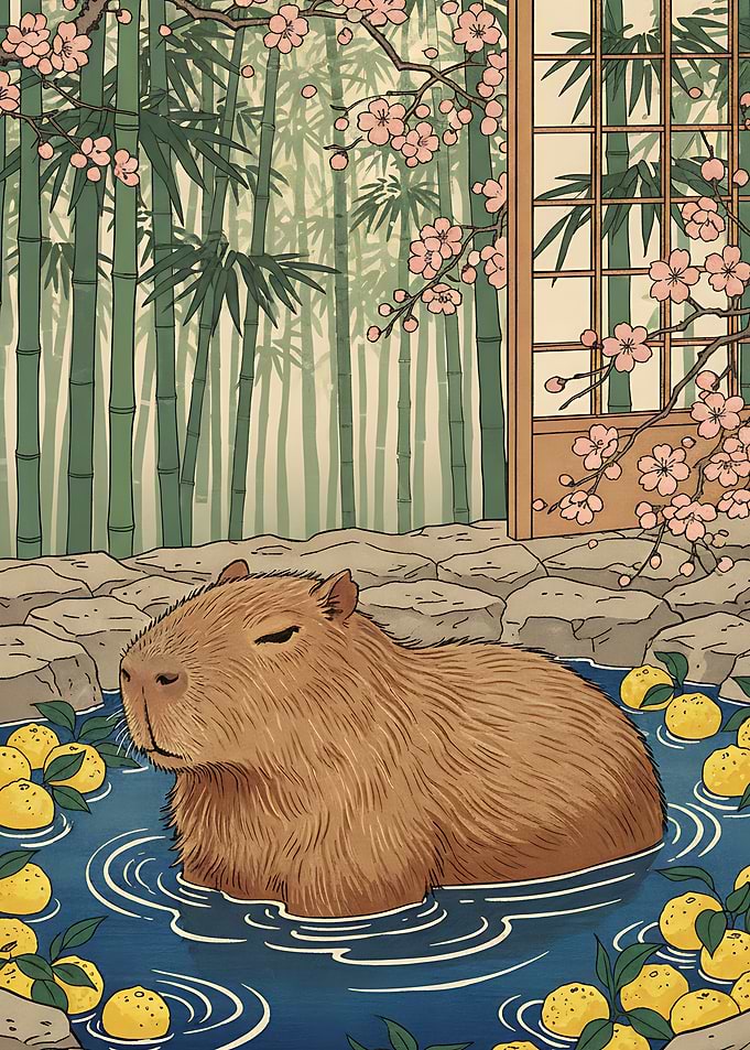 Capybara Bath Bathroom Funny Animals