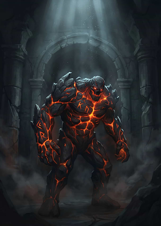 Infernal Runebound Colossus – Dark Fantasy Lava Guardian