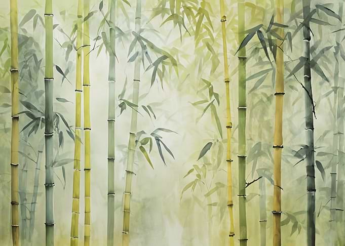 Watercolor Bamboo Forest