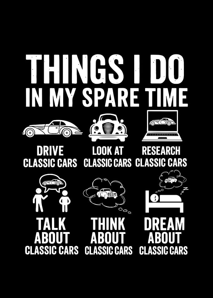 Classic Cars Garage Wall Art for Vintage Car Collectors and Car Enthusiasts