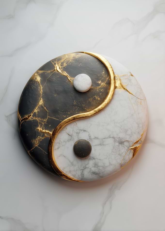 Yin Yang Marble and Gold